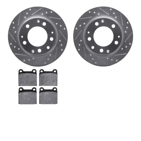 DYNAMIC FRICTION CO 7602-02004, Rotors-Drilled and Slotted-Silver with 5000 Euro Ceramic Brake Pads, Zinc Coated 7602-02004